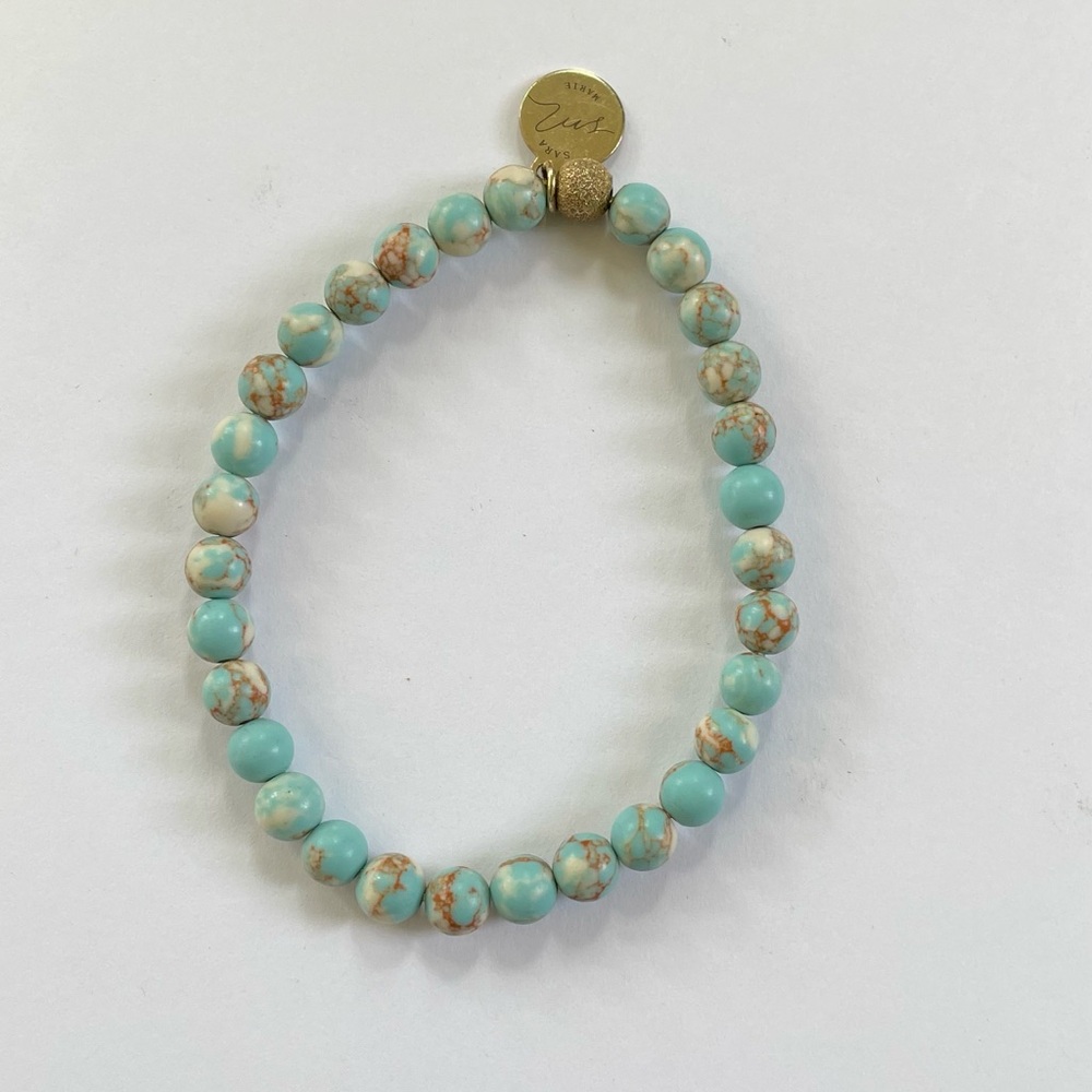 Turquoise Beaded Bracelet with Charm